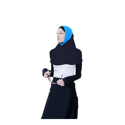 Innovative Hijab for Bluetooth Air Pods Hearing Aids Hijab Al Ameera Instant Hijab Medical Hijab Exercise Hijab Sports Hijab Black and Blue