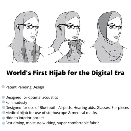 High Tech Performance Hijab (Black with Grey)