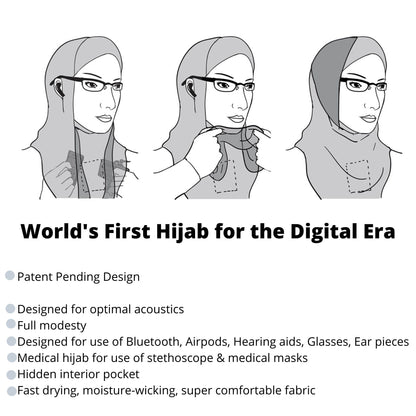 Hijab for Bluetooth, Hijab for Face Masks, Hijab for Airpods, Hijab for Hearing Aids, Hijab for Glasses, Exercise Hijab, Sports Hijab