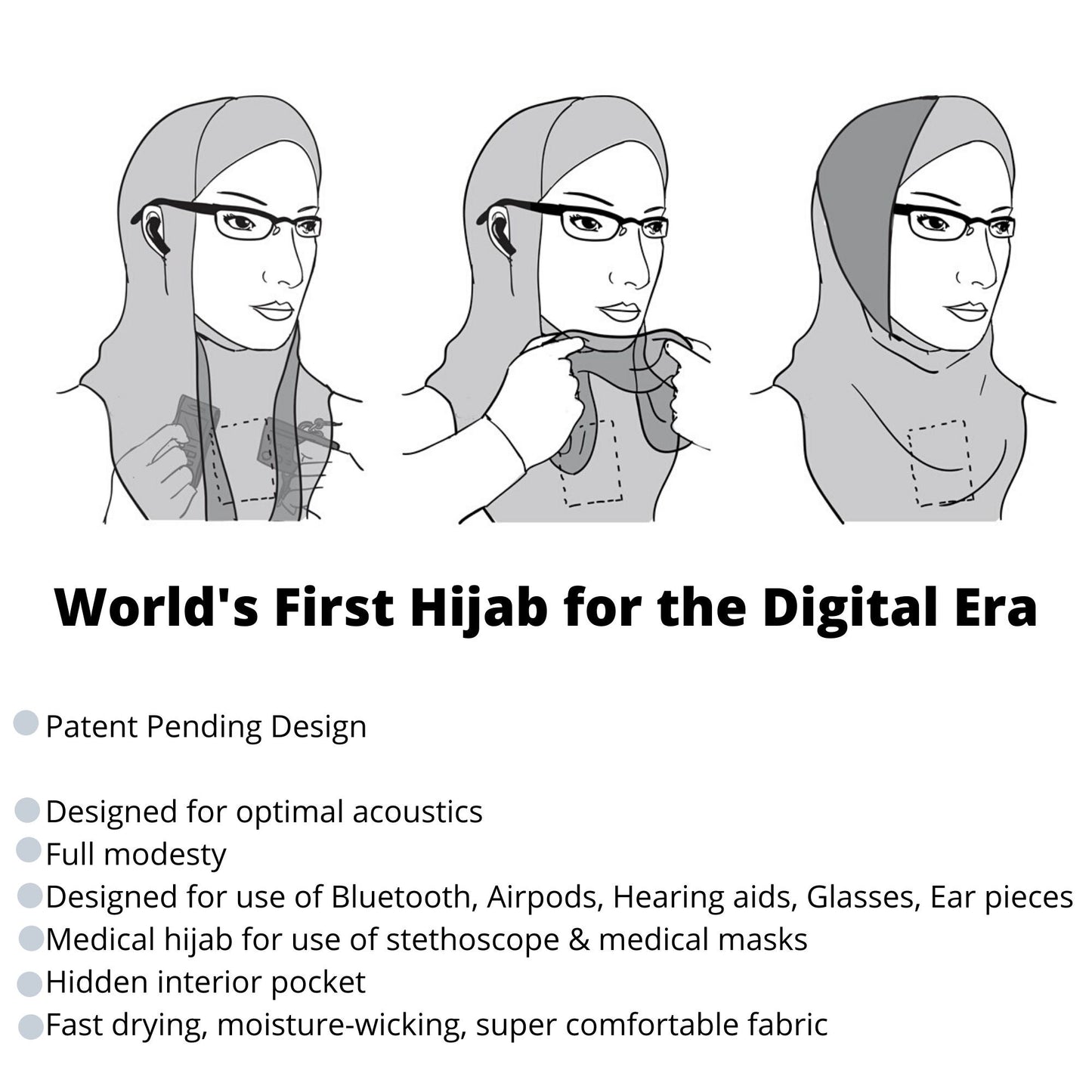 Yoga Hijab, Sports Hijab, Exercise Hijab, Activewear Hijab, Hijab for Bluetooth, Hijab for Face Masks, Hijab for Working Out, Pilates Hijab