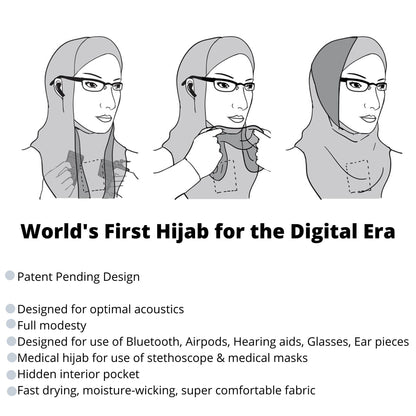 Hijab for Digital Era Medical Hijab No Migraine Hijab No Pins Hijab Exercise Hijab Sports Hijab Maroon with Black Al Amira Style Hijab