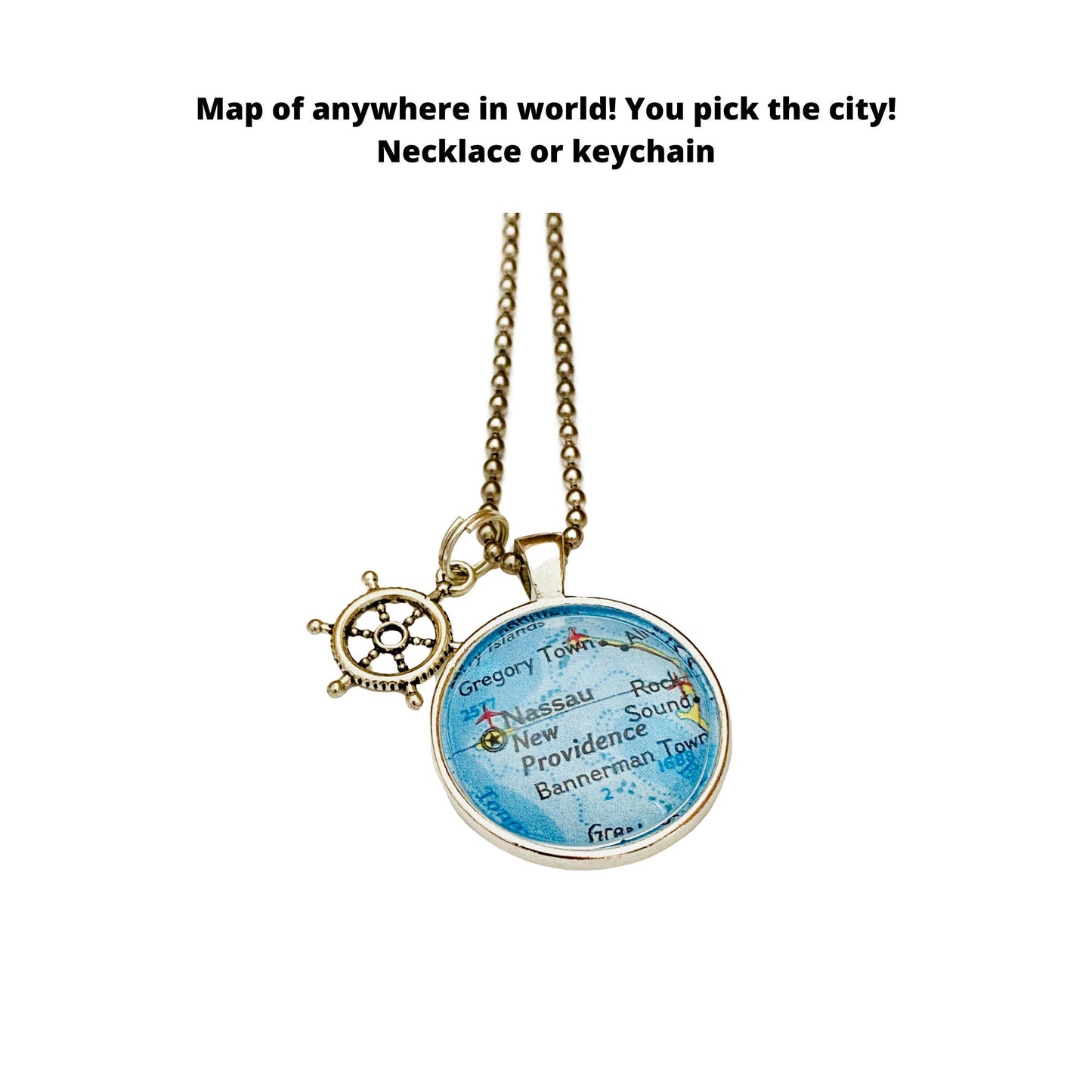 Sailor Gift/ Sailing Jewelry/ Gift for Sailors/ Boating Necklace/ CUSTOM Map Pendant / Sailboat Keychain/ Map Jewelry/ Map Gift / Custom Key
