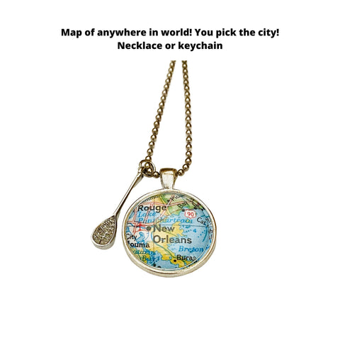 Lacrosse Necklace / CUSTOM Map Pendant & Lacrosse Jewelry/ Gift for Lacrosse Player/ Lacrosse Team Gift/ Map Jewelry/ Tennis Charm Necklace