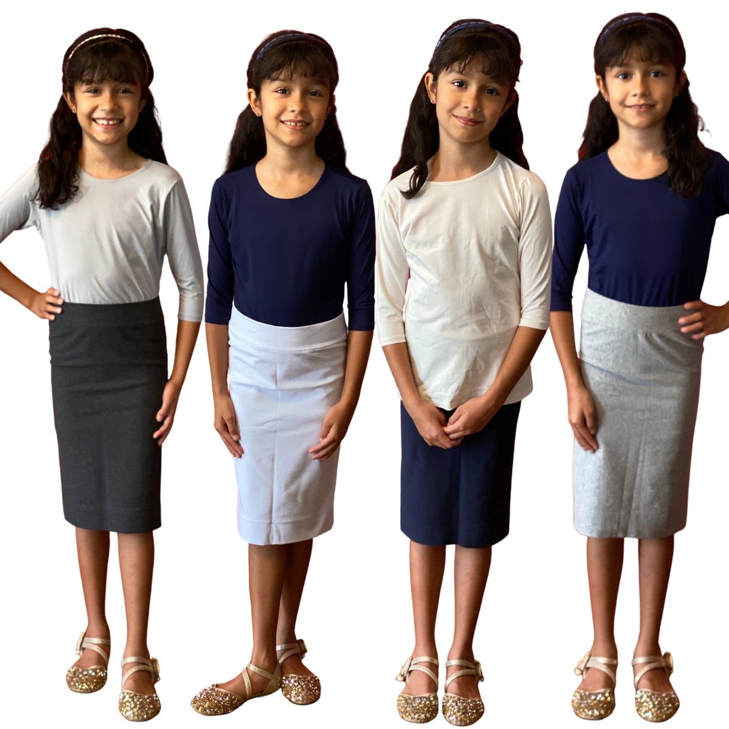 Junior Midi Skirt / Modest Skirt / Knee Length Skirt / White Skirt for School Uniform/ School Approved Skirt / Sz 6-16 / tzniut girl