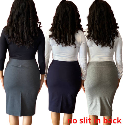 Women's Knee-Length Pencil Skirt - Office Work Formal Slim Fit With Back Vent - Black