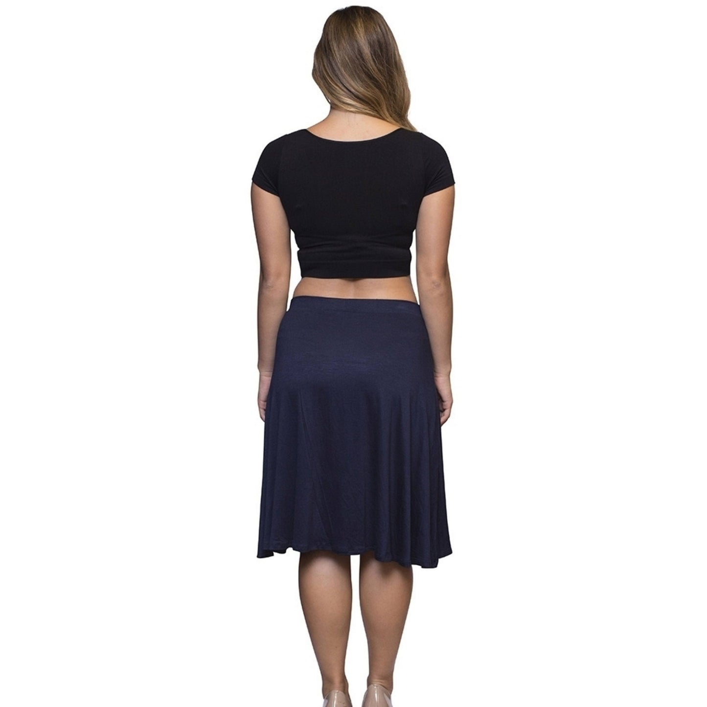 Fun & Flirty A-Line Navy Blue Skirt Modest Below Knees Tznius Skirt Plus Size  SCHOOL UNIFORM APPROVED