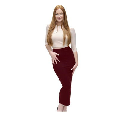 Double Layer No Slit Long Midi Pencil Skirt. Super Sexy Great Silhouette. Wine Color. Not See Thru. Lyrca for Stretch. Great for Modesty