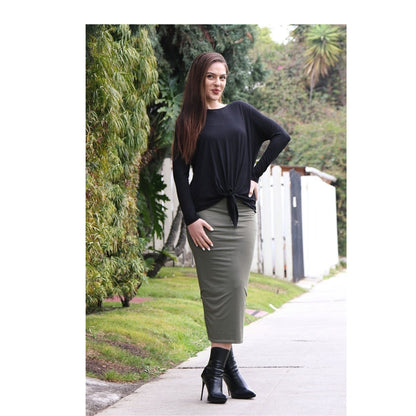 Double Layer No Slit Long Midi Pencil Skirt. Super Sexy Great Silhouette. Olive Green. Not See Thru. Lyrca for Stretch. Great for Modesty
