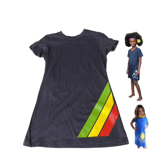 Girls' Blue Tunic Cotton Dress Tee Senegal Flag Mauritania Flag Guyana Flag Grenada Flag Tshirt Dress Tunic One Size