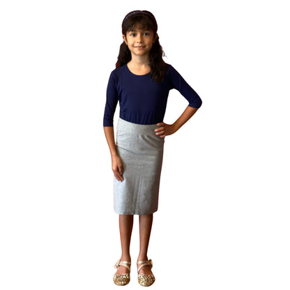 Girl Midi Skirt / Modest Skirt / Knee Length Skirt / Heather Grey Skirt for School / School Uniform Skirt /Grey Skirt Sz 6-16 / tzniut skirt