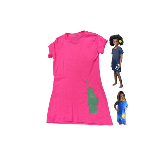 Girls' Tunic Cotton Dress Statue of Liberty NYC Tshirt Dress Tunic One Size