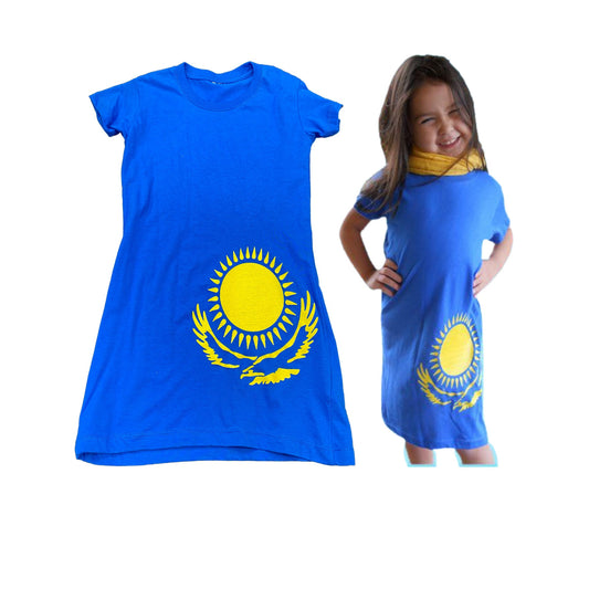 Girls' Tunic Cotton Dress Kazakhstan Flag Kazakh Tshirt Dress Tunic One Size