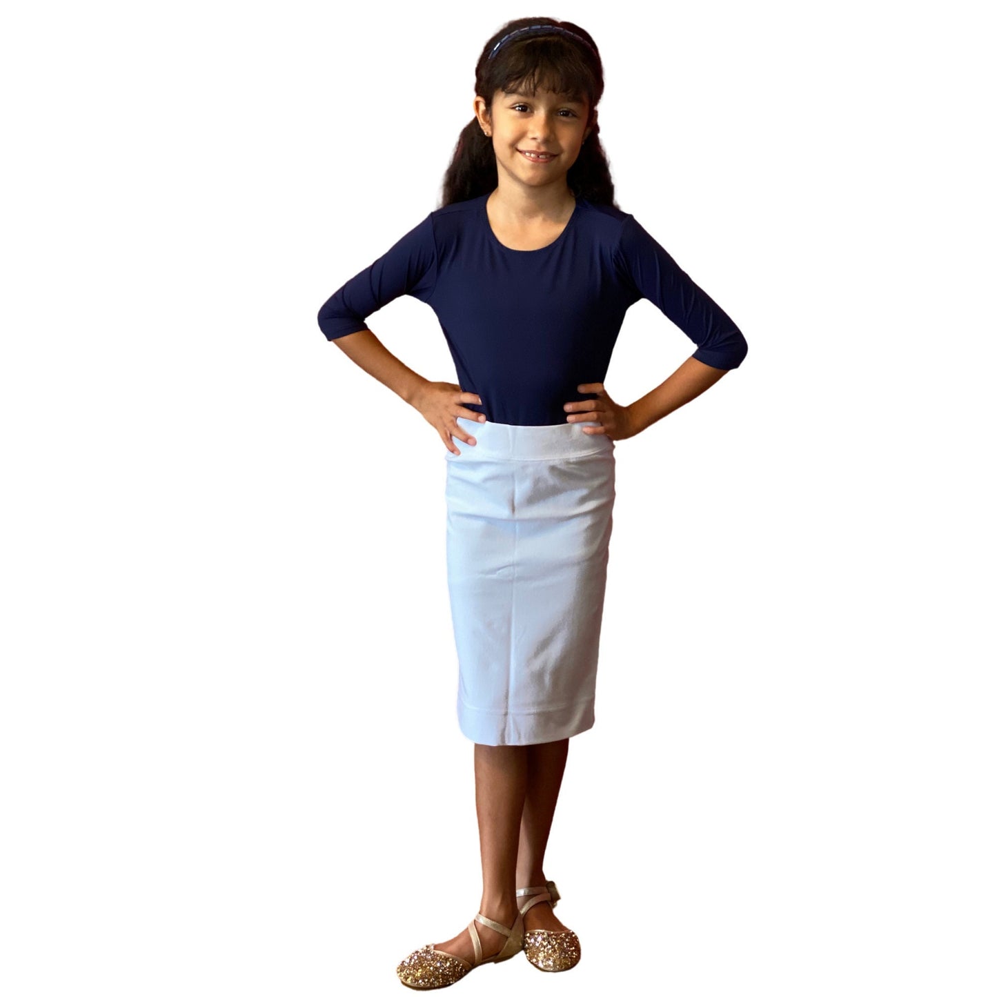 Junior Midi Skirt / Modest Skirt / Knee Length Skirt / White Skirt for School Uniform/ School Approved Skirt / Sz 6-16 / tzniut girl