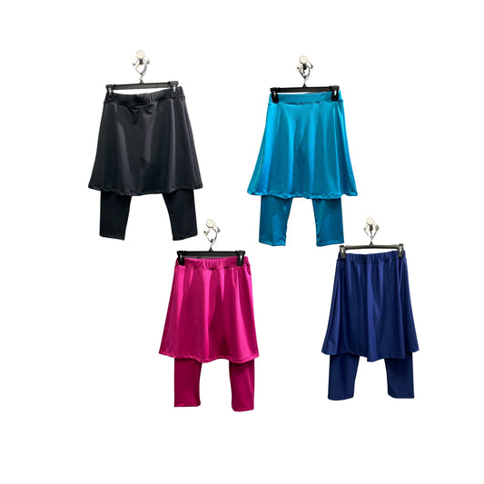 Junior Girls Activewear, Leggings w Attached Skirt, Mini Flared Skirted Leggings, Quick Drying Leggings, 2-in-1 skirt leggings, School Skirt