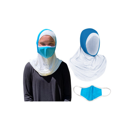 Hijab and Matching Face Mask, Hijab with Holes for Face Mask, Hijab for Doctors, Hijab for Nurses, Hijab for Dentists, Instant Hijab