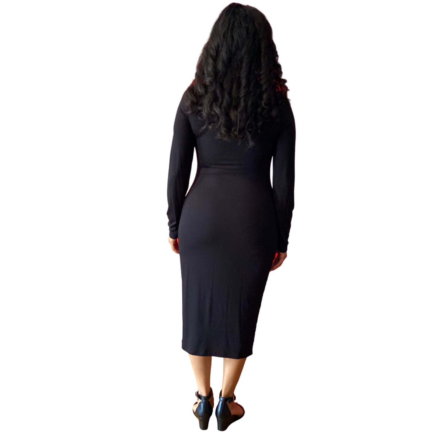 Black Perfect Silhouette Long Midi LINED Dress Modest Dress Sexy Dress Little Black Dress Slimming Dress Tznius Dress Shabbos Dress