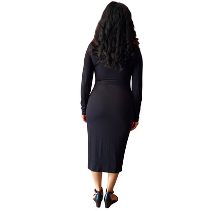 Black Perfect Silhouette Long Midi LINED Dress Modest Dress Sexy Dress MODEFYwear Black Perfect Silhouette Long Midi LINED Dress Modest Dress Sexy Dress MODEFYwear