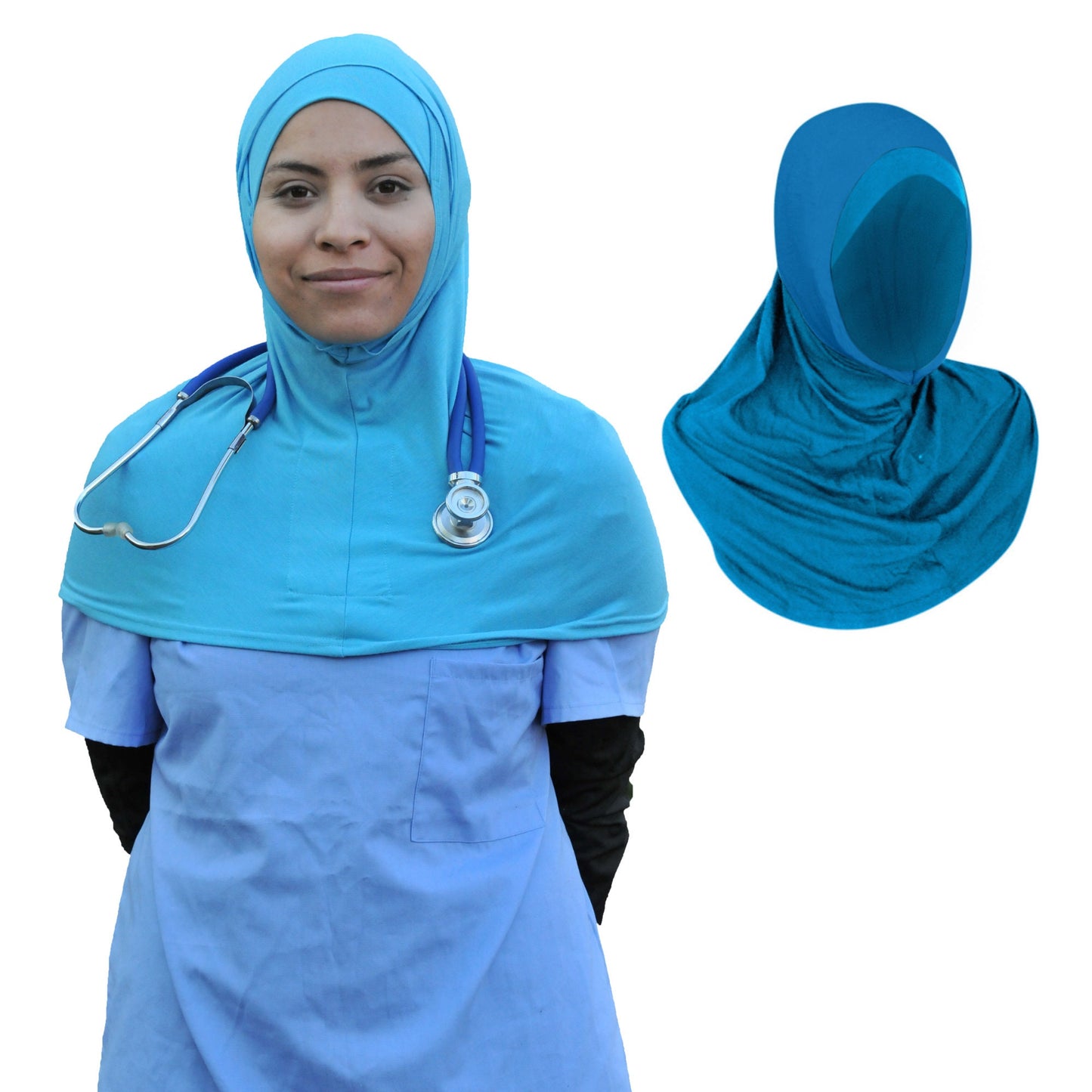 Innovative Hijab for the Digital Era Sports Hijab Athletic Hijab Medical Hijab Al Ameera Al Amira Style Blue